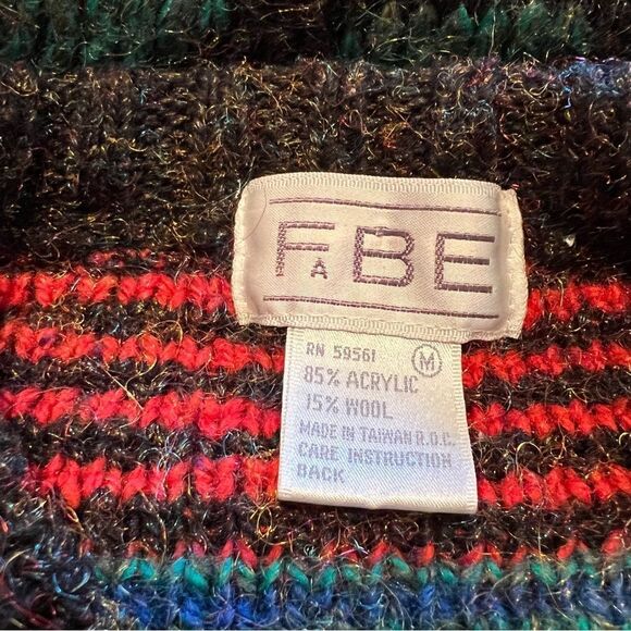 Vintage 90s Fabe Colorful Sweater with Metallic Threads. Sz M. Great Condition! - Picture 7 of 11